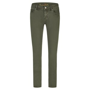 Malibu-Zip high cropped stretch twill dark forest XXS