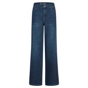 Wide Leg Pleat stretch denim nightfall denim XS