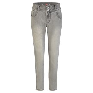 Tummyless cropped stretch denim light grey M