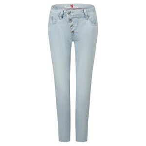 Malibu cropped stretch denim blue stripe L