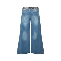 Italy Palazzo stretch denim medium blue L